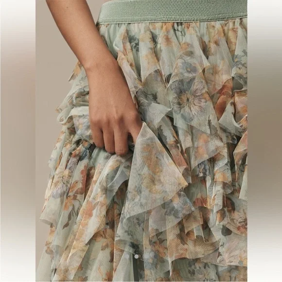 Anthropologie Size Small The Cheri Ruffled Tulle Midi Skirt by Anthropologie - Picture 5 of 8